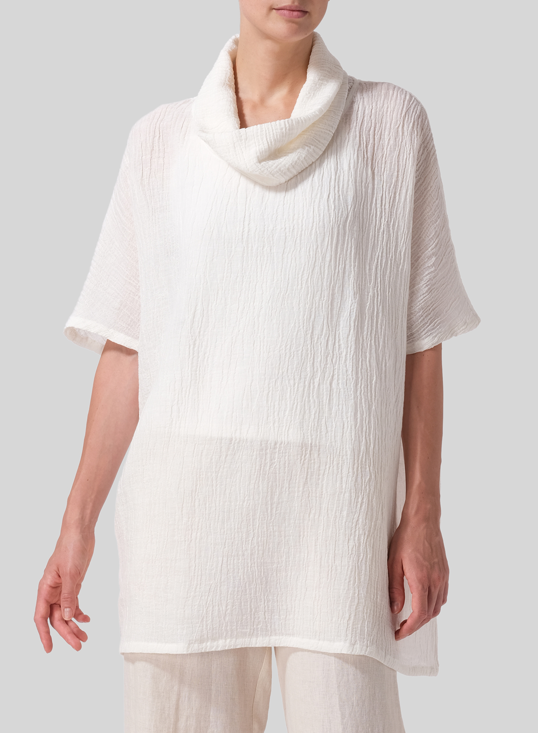 Linen Cowl Neck Gauze Tunic