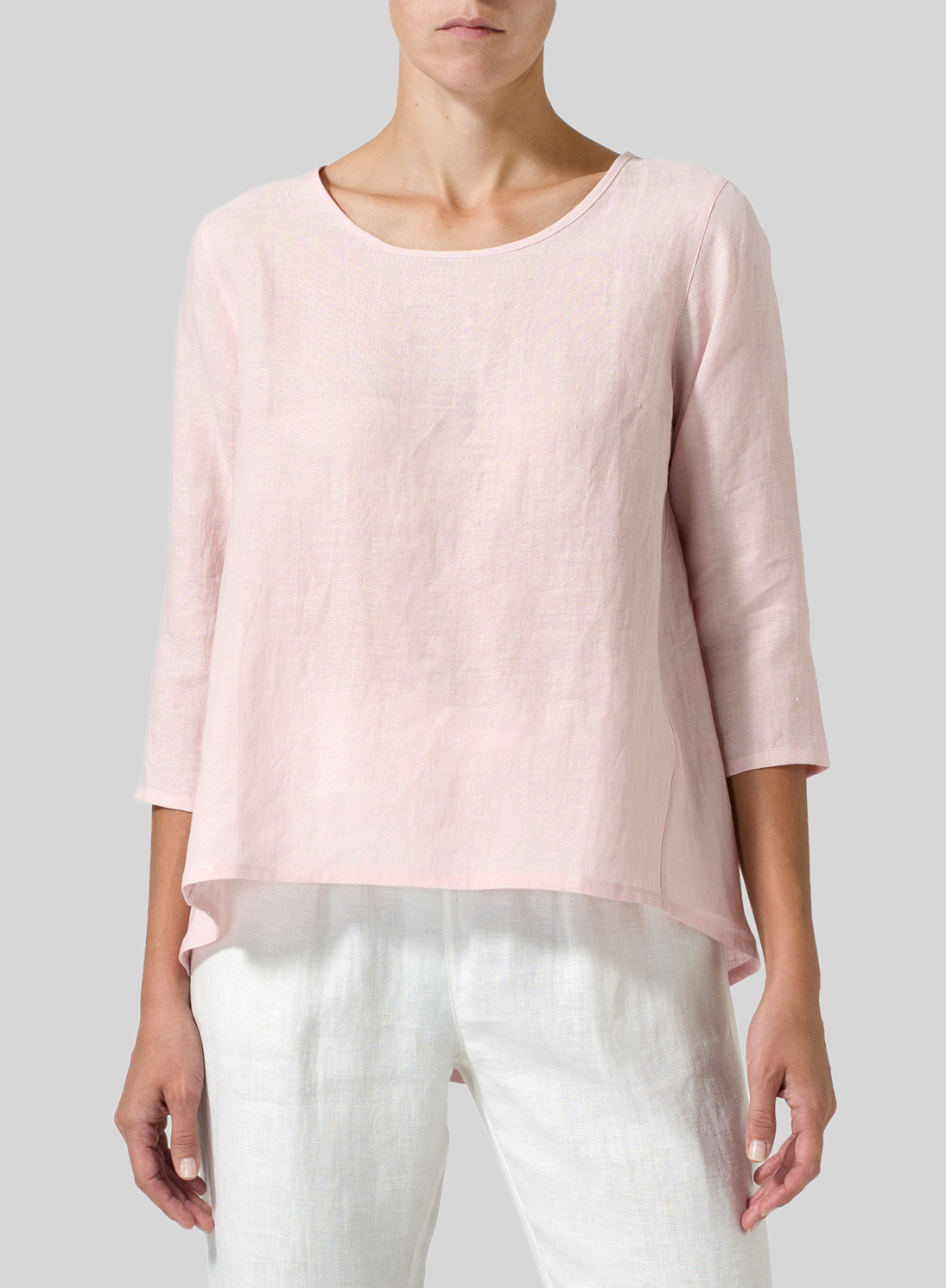 Baby Pink Linen Aline HighLow Top Plus Size
