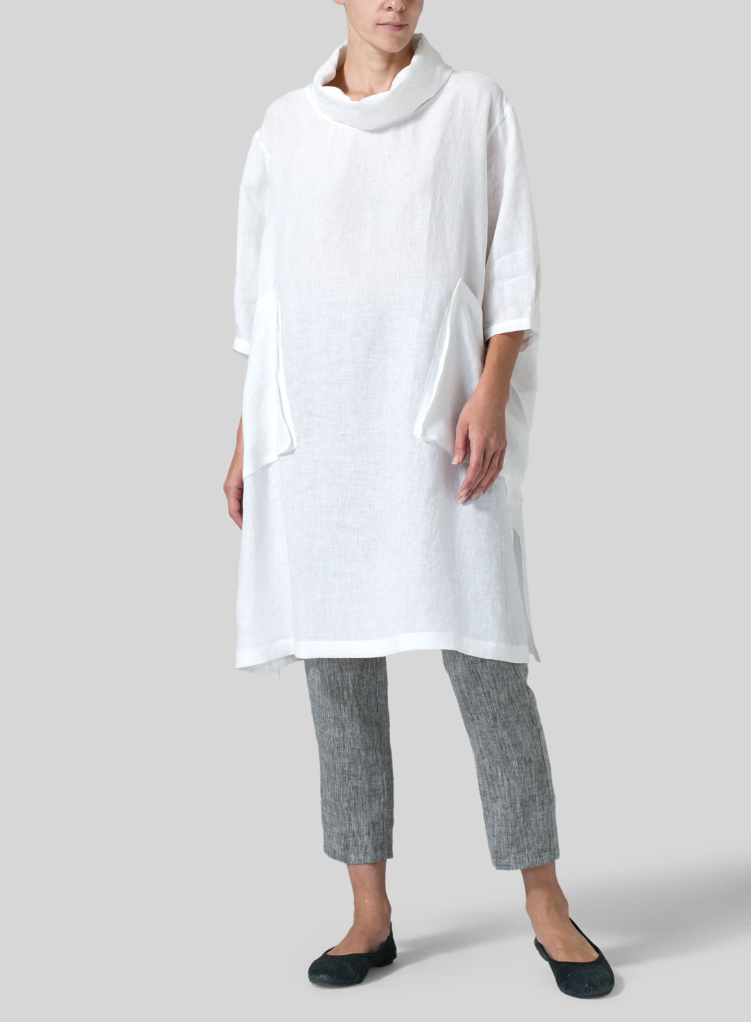 Linen Cowl Neck Oversized Tunic