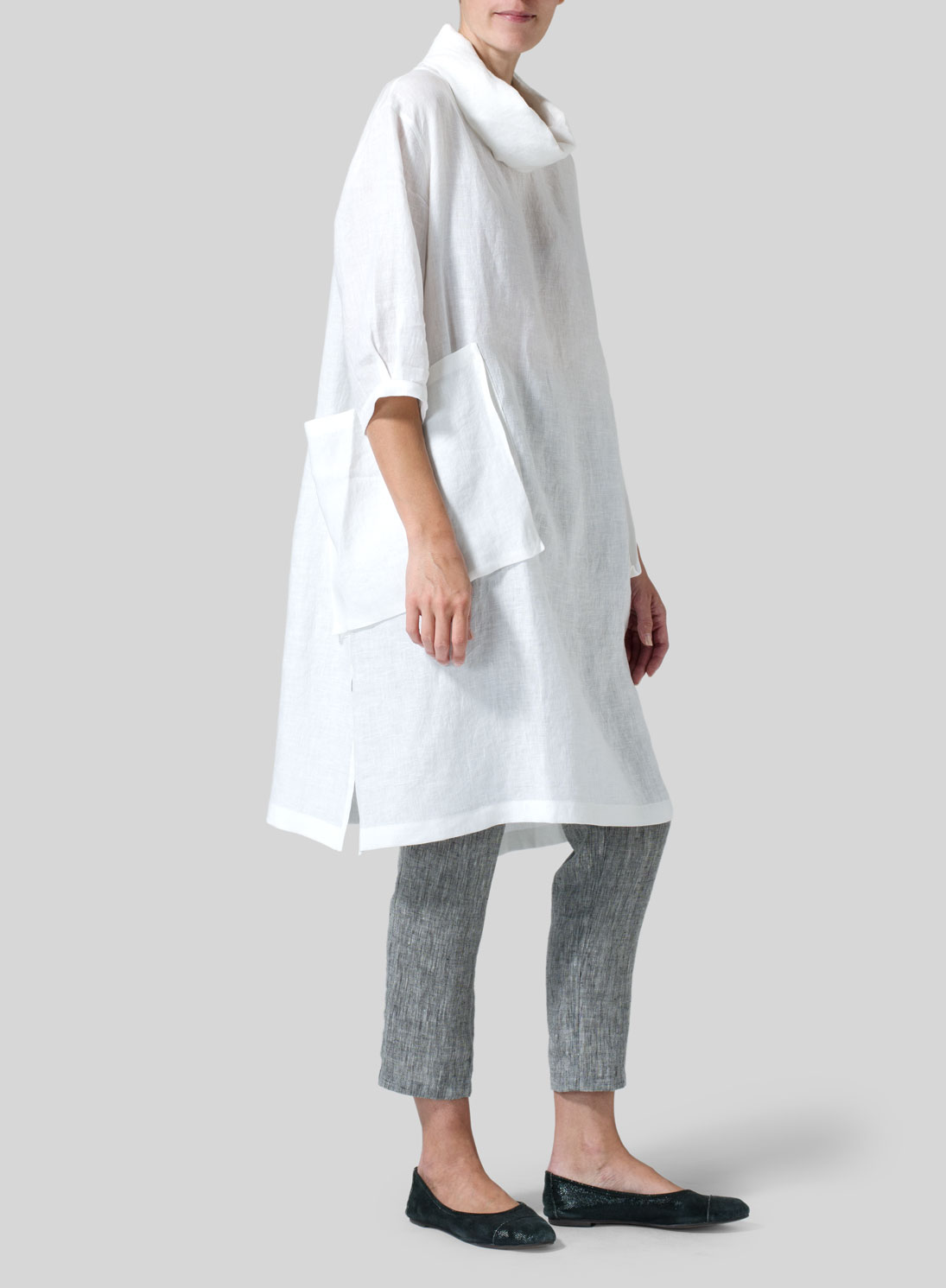 Linen Cowl Neck Oversized Tunic