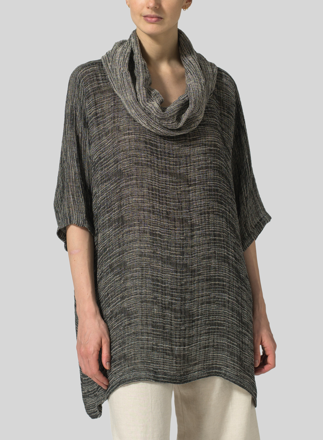 Sahara Waffle Linen Cowl Neck Top