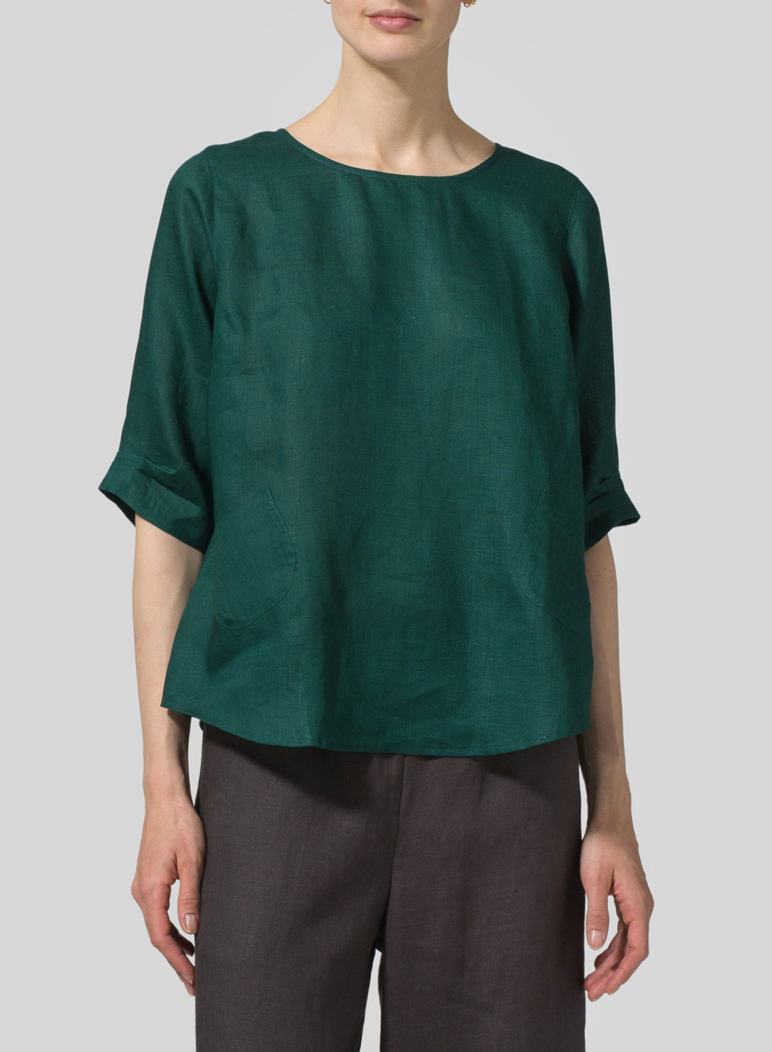 Linen Half Sleeves Top