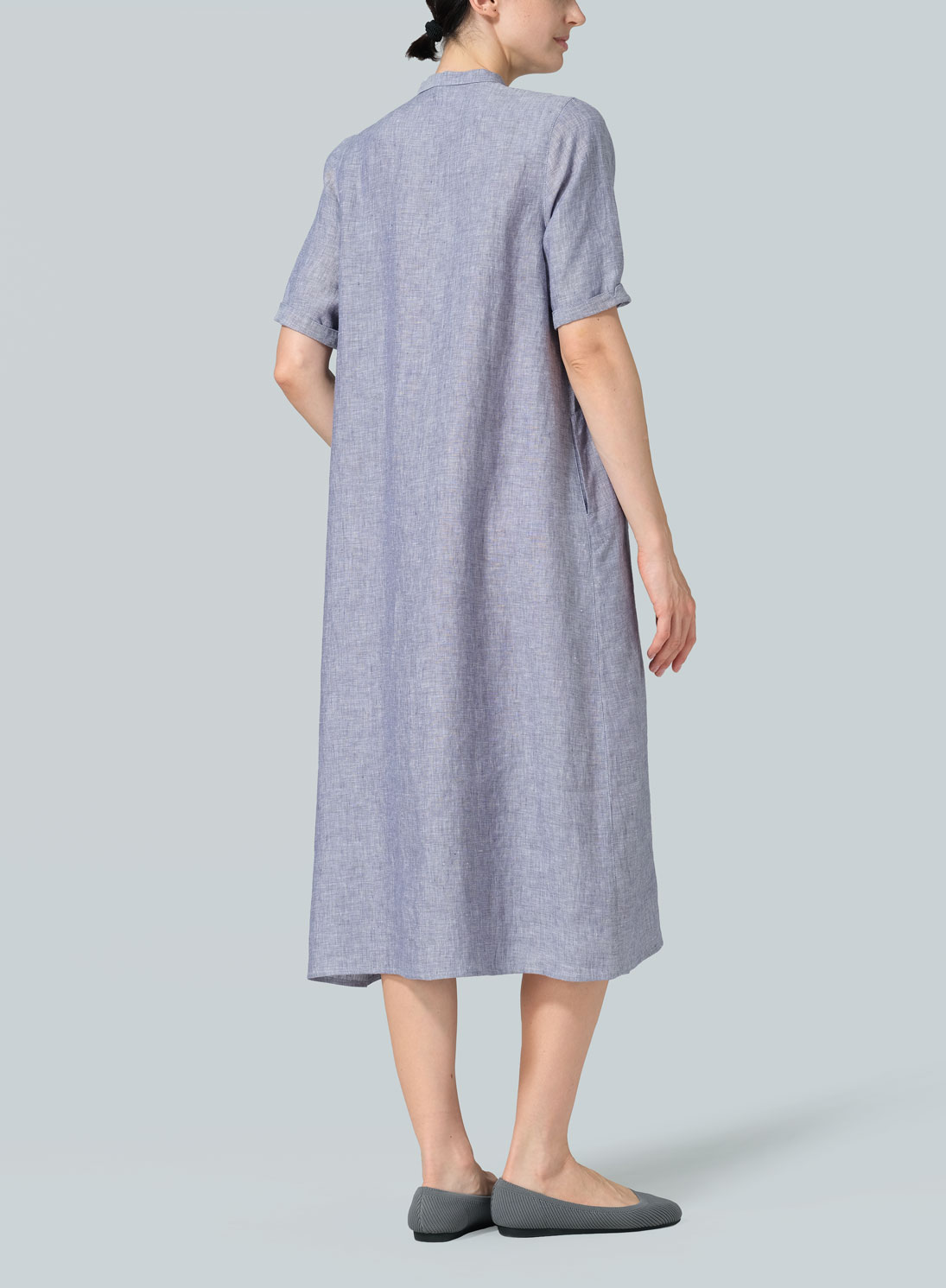 Linen Short Sleeve A-line Tunic Dress