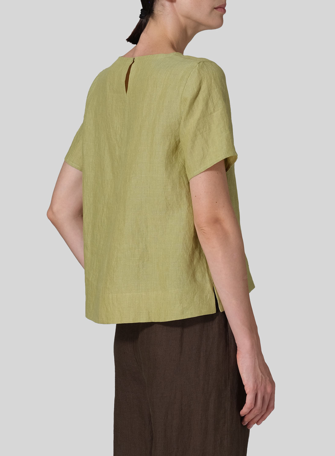 Linen Regular Fit V-Neck Short Top
