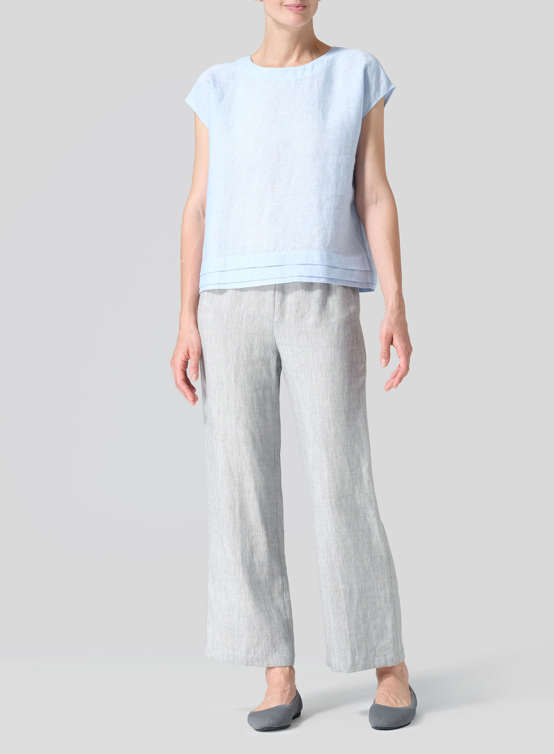 Linen Boxy Cap Sleeves Cropped Top