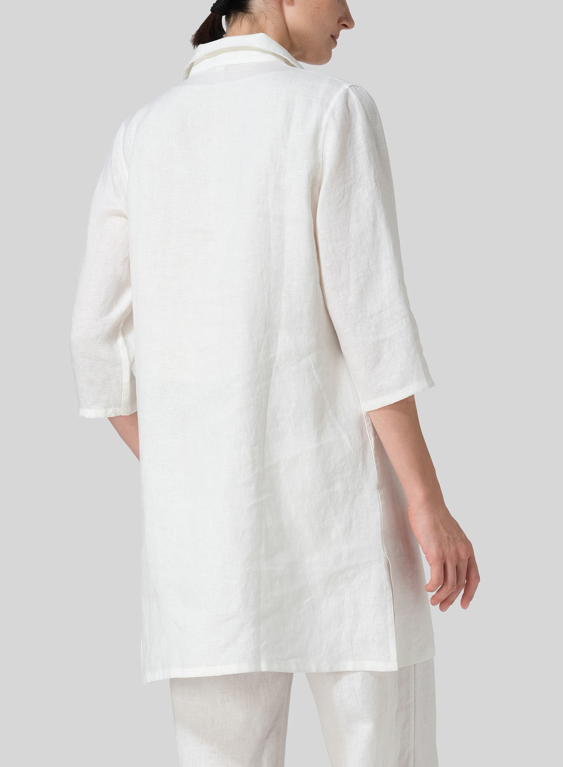 Linen Straight Fit Shirt Collar Tunic