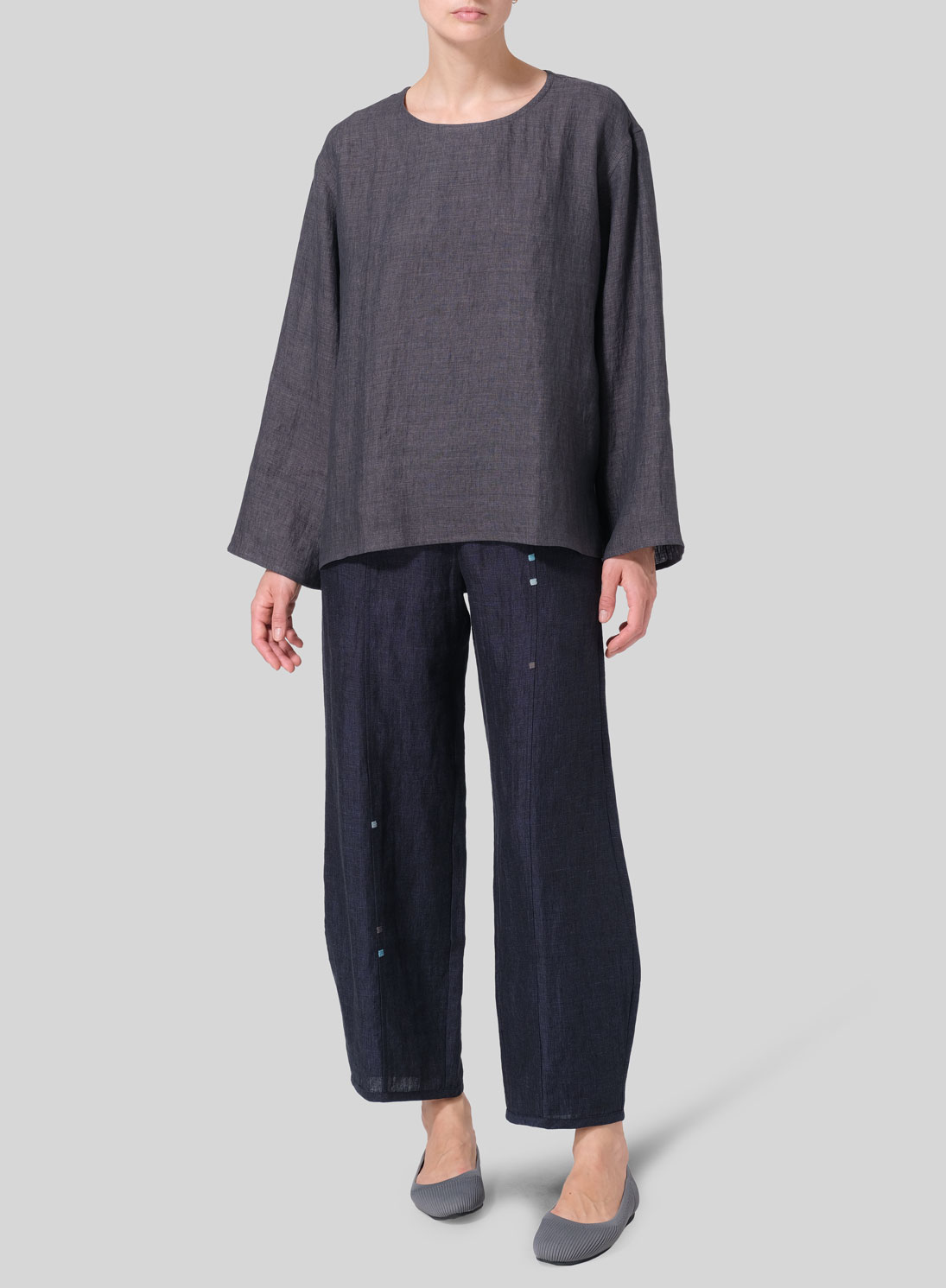 Linen Long Sleeve Loose Fit Blouse