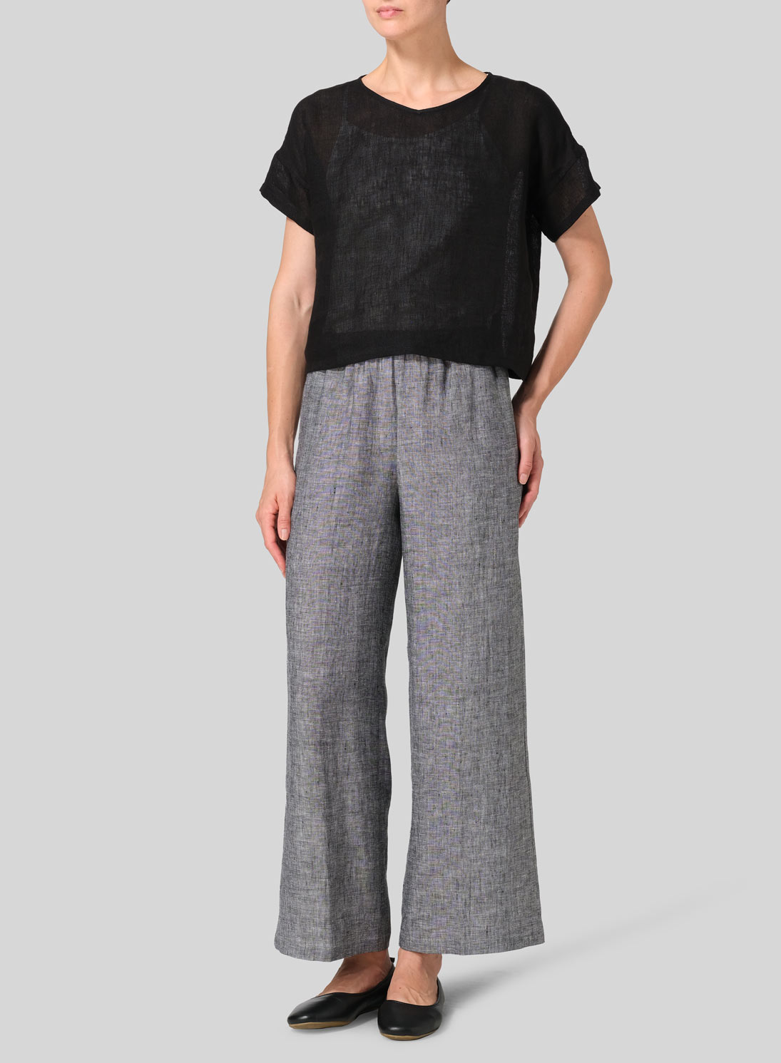 Linen Round Neck Box Top