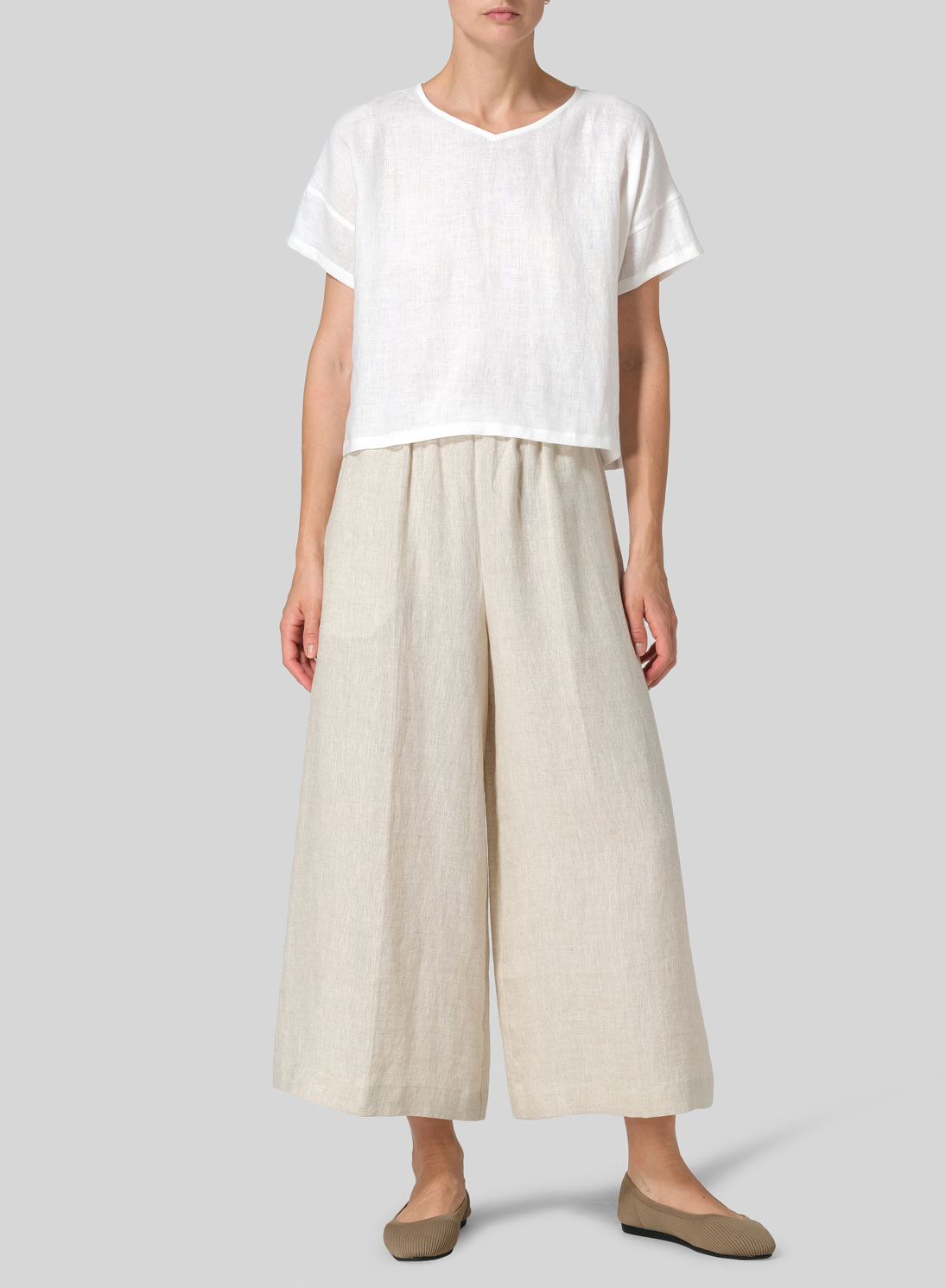 Linen Round Neck Box Top