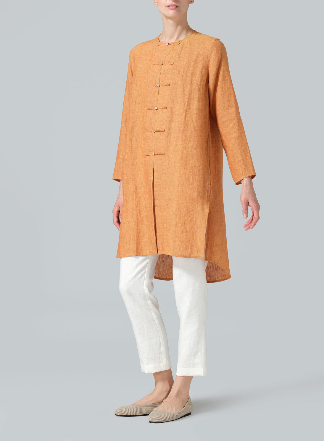 Linen Straight Cut Chinese Knot Tunic