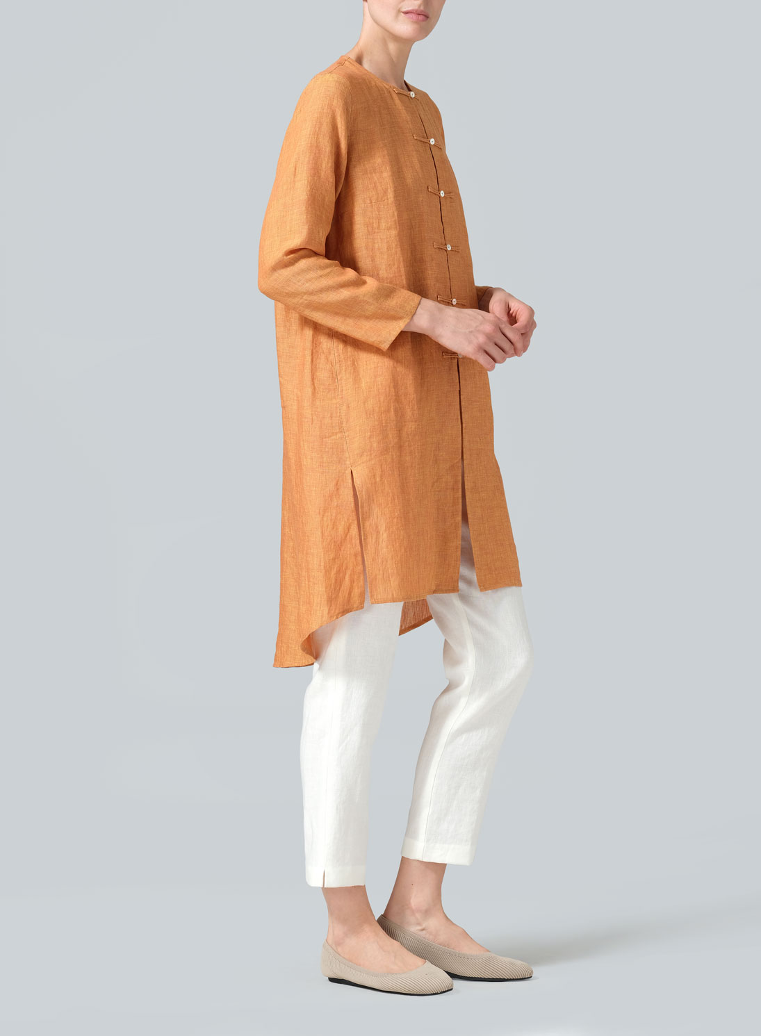 Linen Straight Cut Chinese Knot Tunic