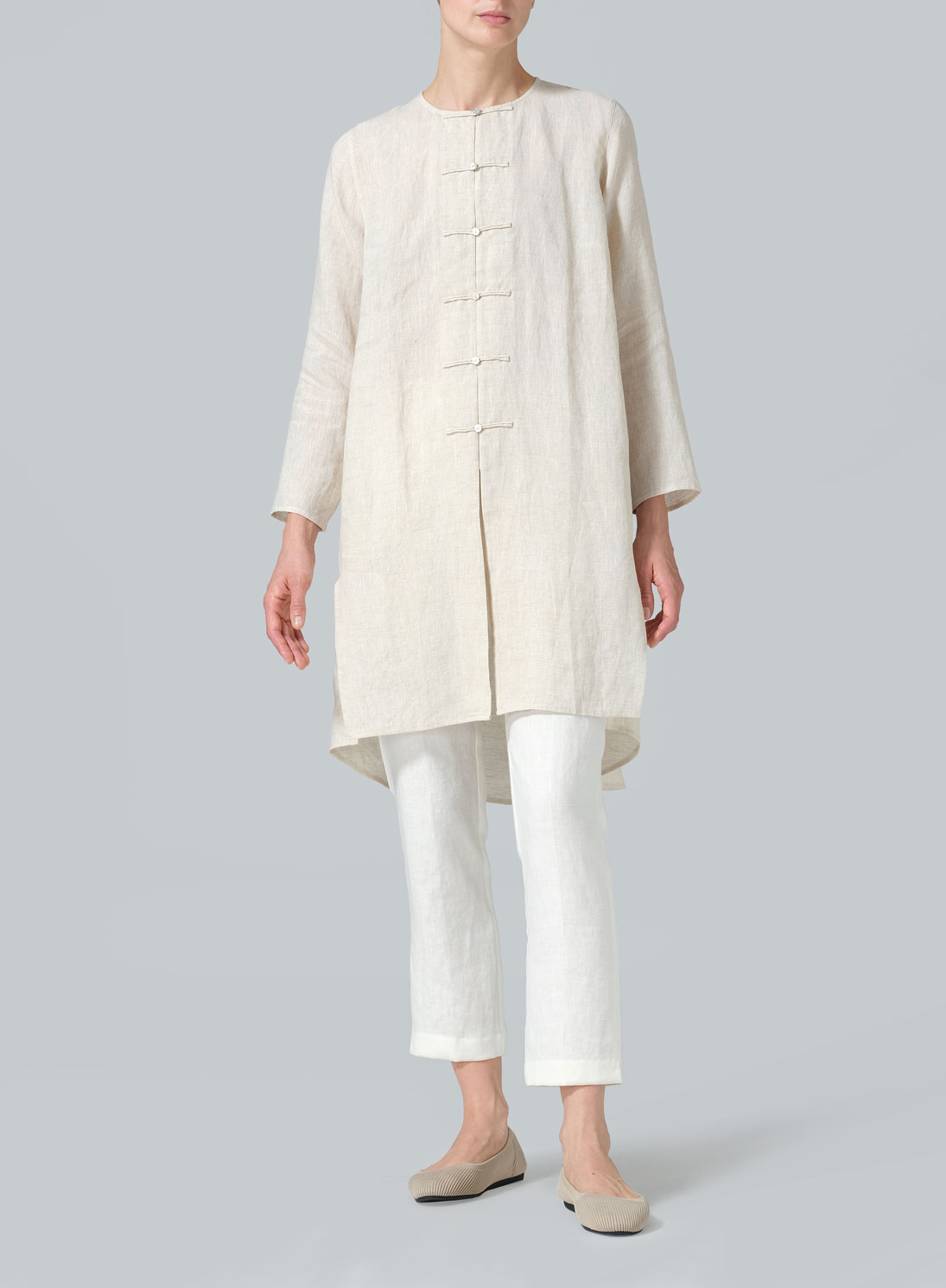 Linen Straight Cut Chinese Knot Tunic