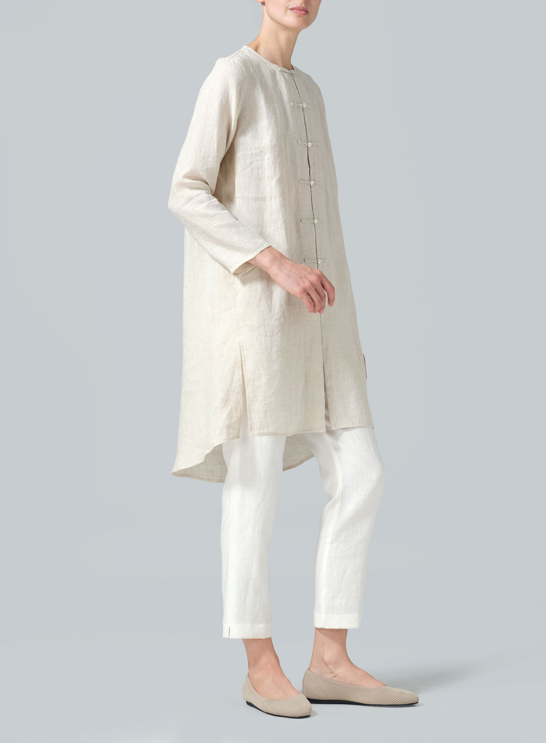 Linen Straight Cut Chinese Knot Tunic