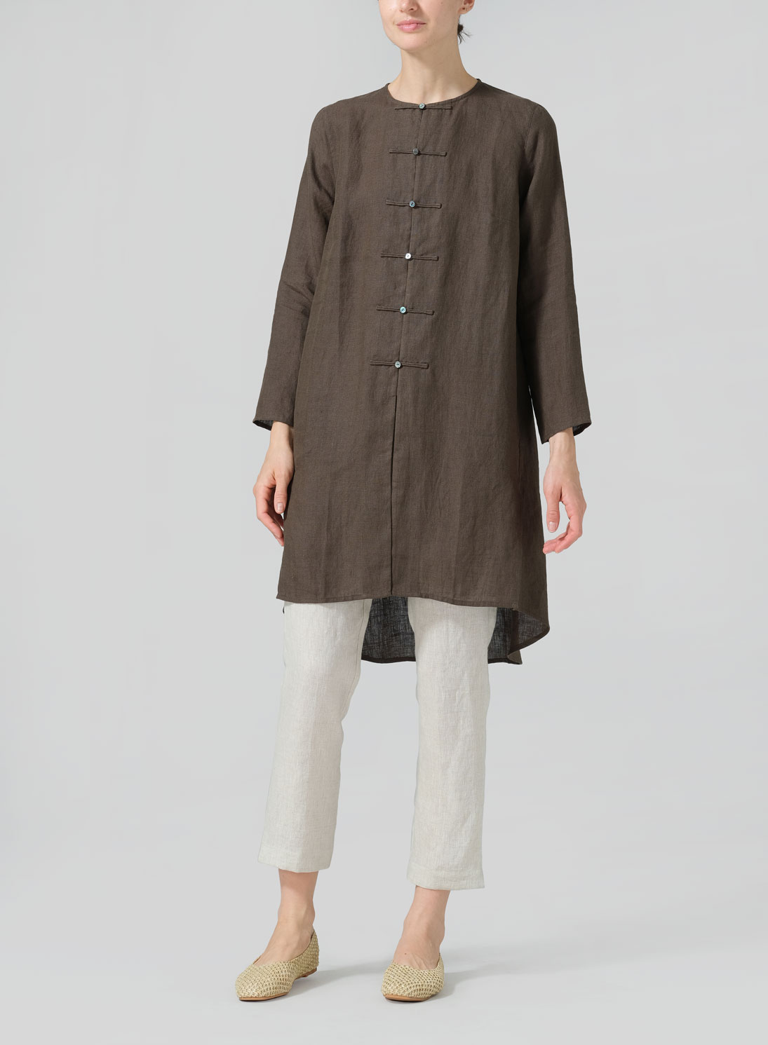 Linen Straight Cut Chinese Knot Tunic