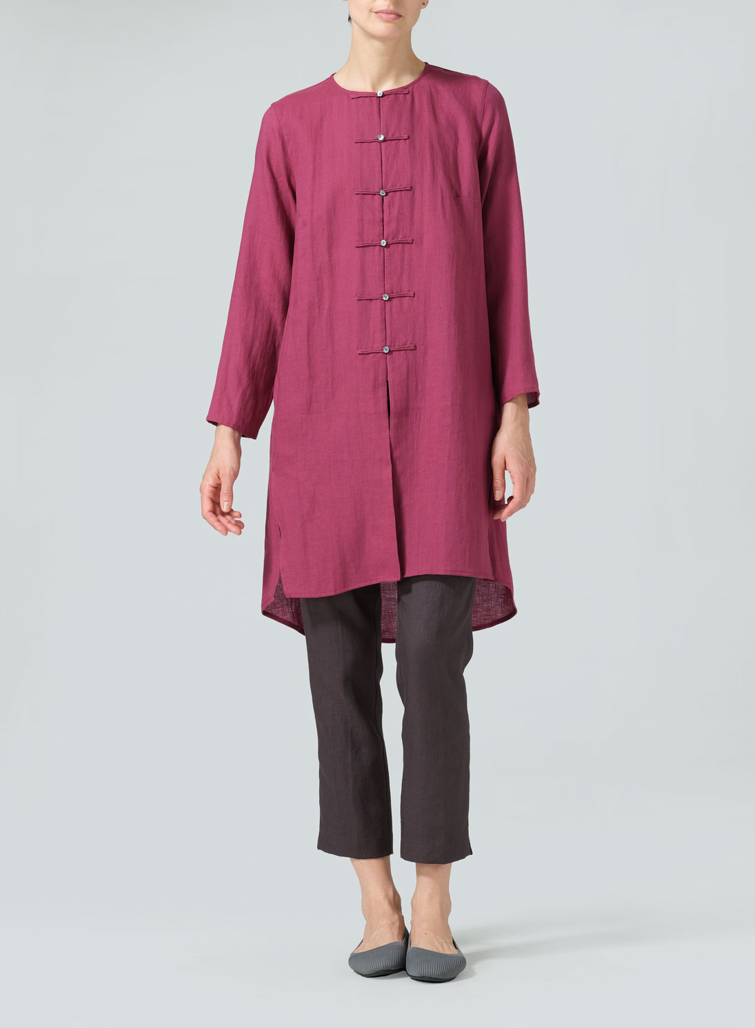 Linen Straight Cut Chinese Knot Tunic