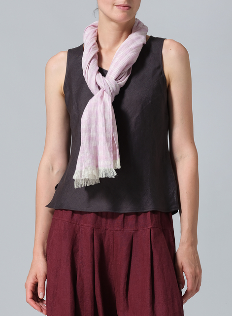 Linen Hand-crafted Purple Long Scarf