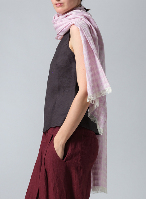Linen Hand-crafted Purple Long Scarf