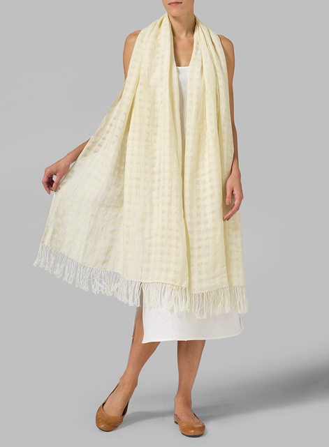 Linen Light Lime Tassel Scarf