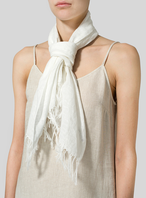 Jacquard Ivory White Scarf