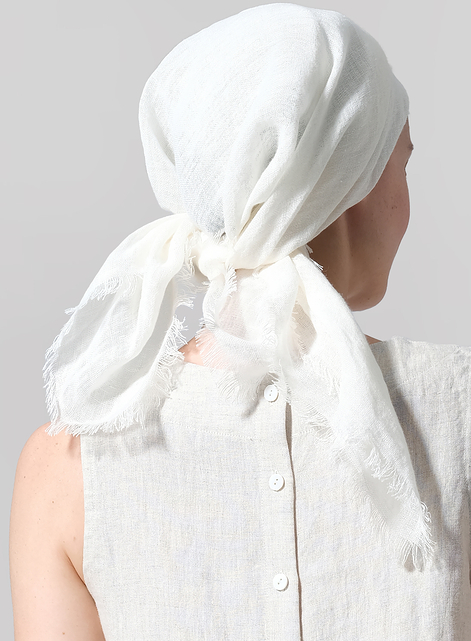 Linen Soft White Square Scarf
