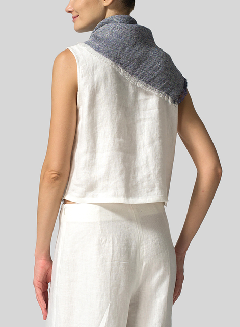 Linen Two Tone Blue Square Scarf