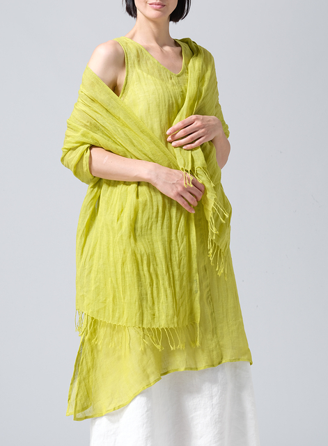 Linen Hand-crafted Yellow Gauze Scarf