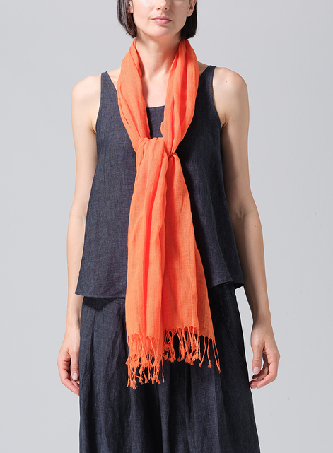 Linen Hand-crafted Orange Gauze Scarf