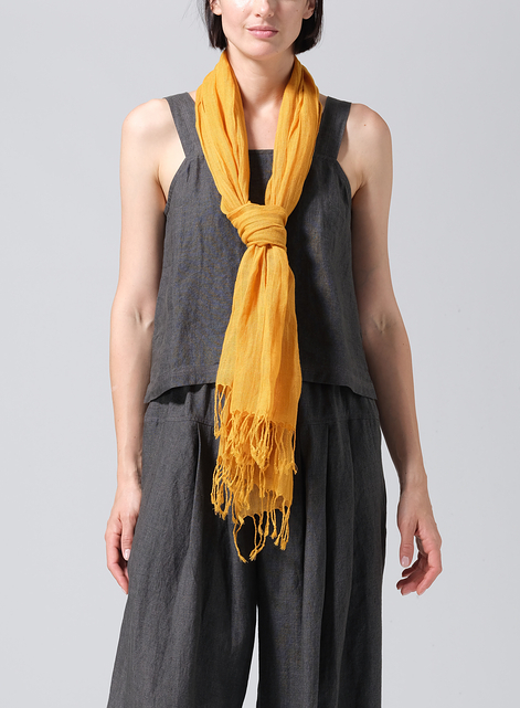Linen Hand-crafted Pale Orange Gauze Scarf
