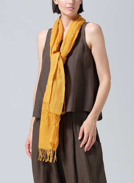Linen Hand-crafted Pale Orange Gauze Scarf