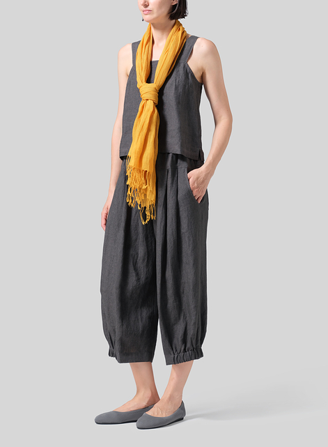 Linen Hand-crafted Pale Orange Gauze Scarf