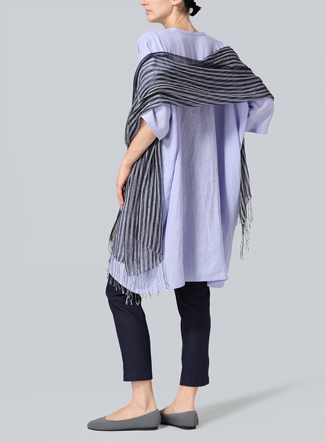 Yarn-Dyed Navy Black Scarf