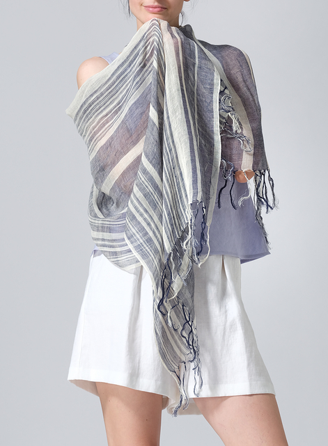 Linen Oversized Striped Scarf