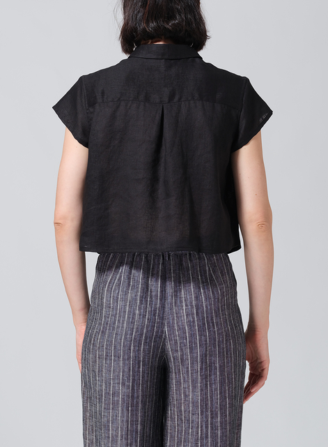 Linen Cap Sleeves Shirt