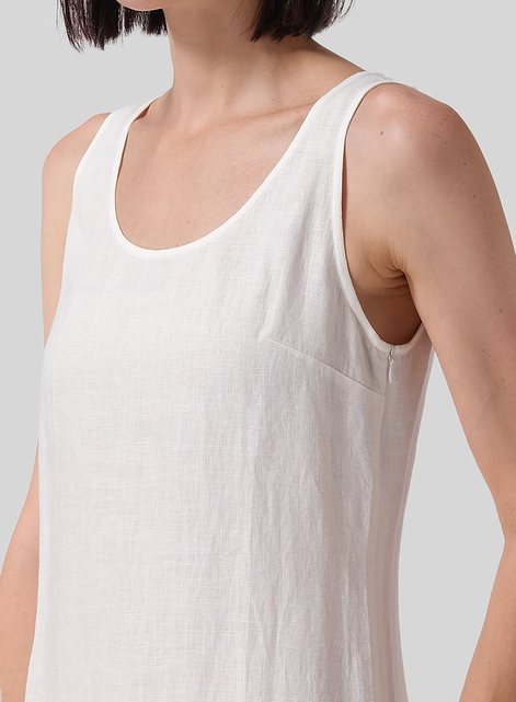 Linen Fitting Round Neck Long Dress