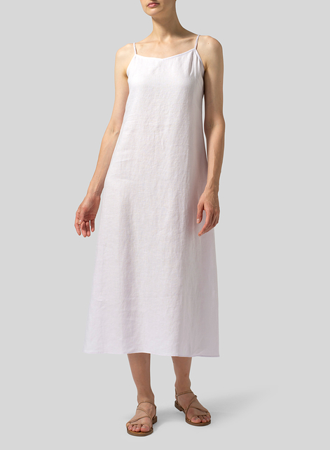 Linen Spaghetti Strap Long Dress 