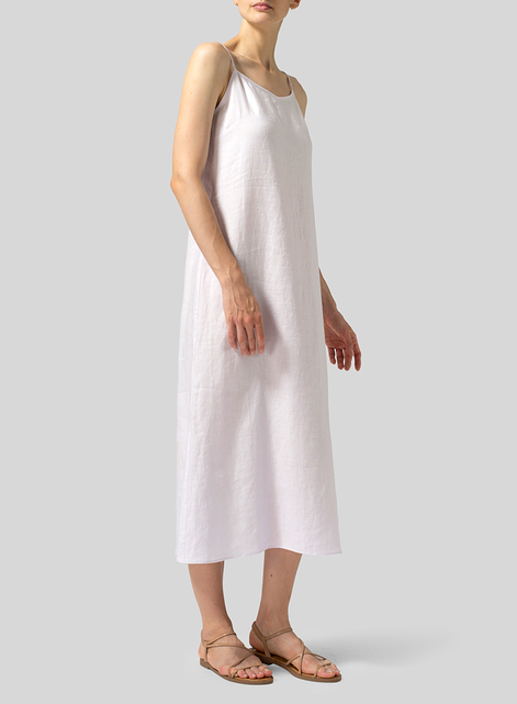 Linen Spaghetti Strap Long Dress 