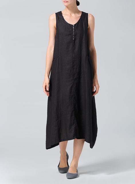 Linen Sleeveless Long Dress