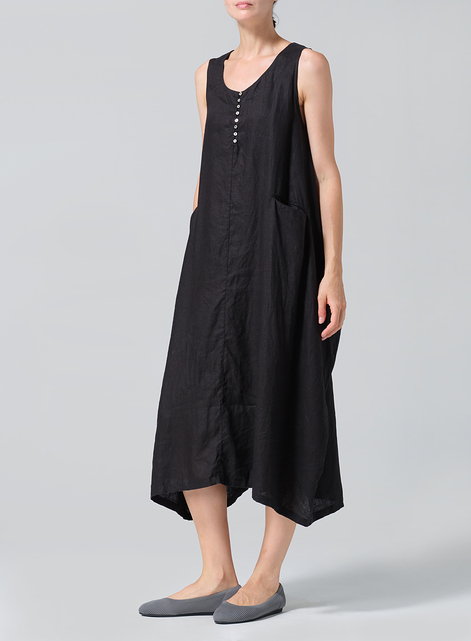 Linen Sleeveless Long Dress