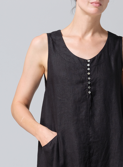 Linen Sleeveless Long Dress