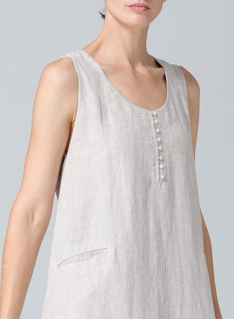 Linen Sleeveless Long Dress