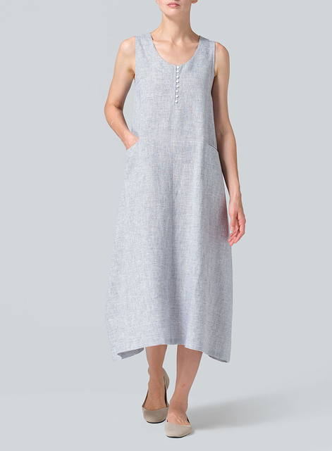 Linen Sleeveless Long Dress