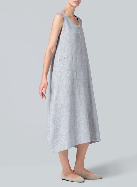 Linen Sleeveless Long Dress