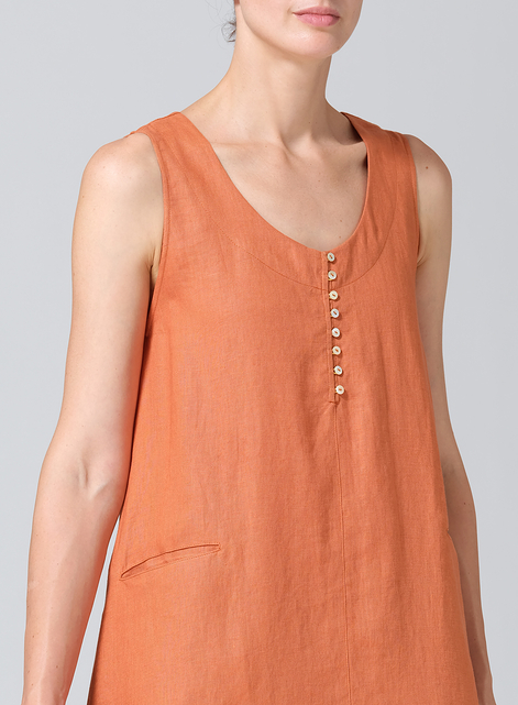 Linen Sleeveless Long Dress
