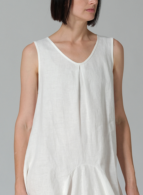 Linen Sleeveless Draped Dress