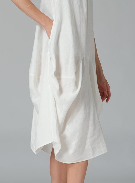 Linen Sleeveless Draped Dress