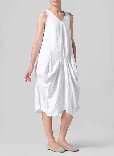 linen draped dress Drape Linen Dress