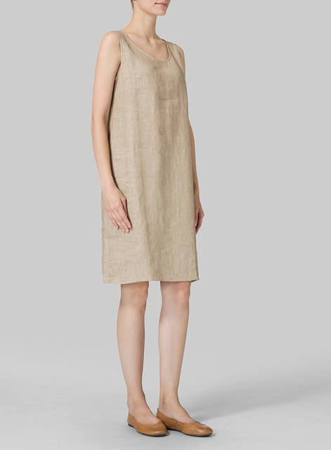 Linen Sleeveless Slip-on Dress