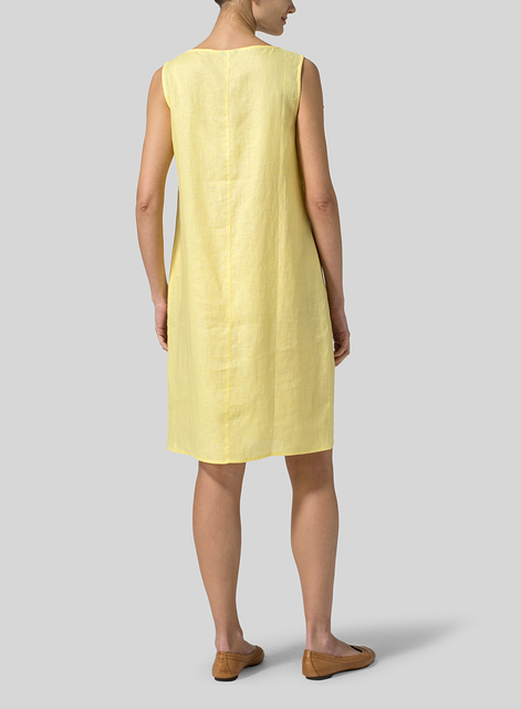 Linen Sleeveless Slip-on Dress