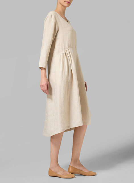 Linen Empire Waist Midi Dress