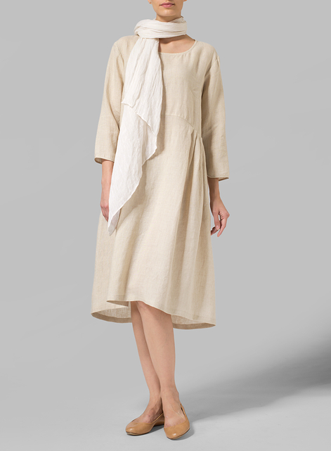 Linen Empire Waist Midi Dress